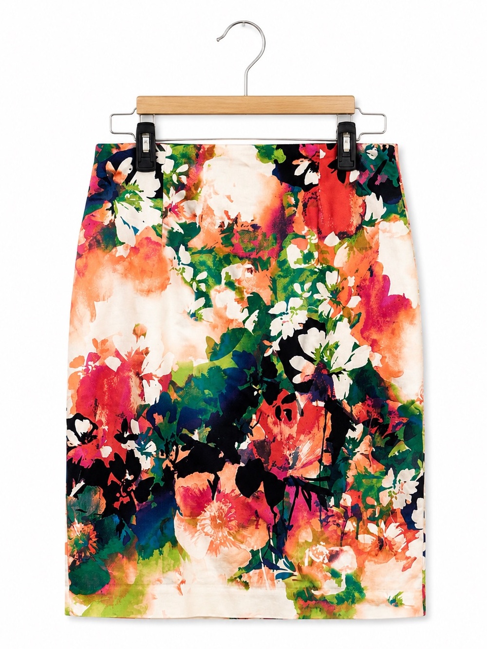 Worthington Floral Pencil Skirt Women’s Size 10 Watercolor Print Career Skirt